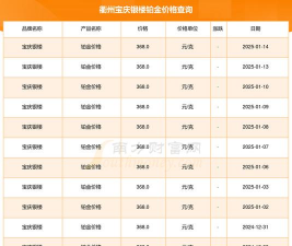 2026年01月09日宝庆银楼铂金最新价格多少一克