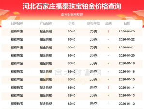 2026年02月16日福泰珠宝黄金铂金多少一克