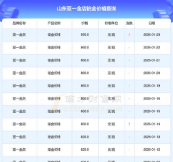 2026年02月20日亚一金店黄金铂金多少一克