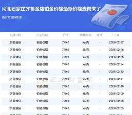 2026年03月17日齐鲁金店铂金最新价格多少元一克