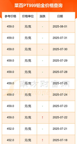 2025年07月02日菜百铂金最新价格多少一克