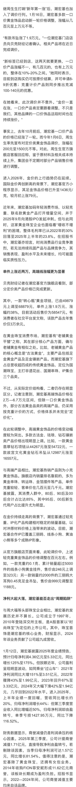 2026年04月04日潮宏基黄金涨跌幅