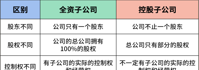 全资子公司什么意思