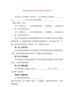 国际贷款协定的主要条款