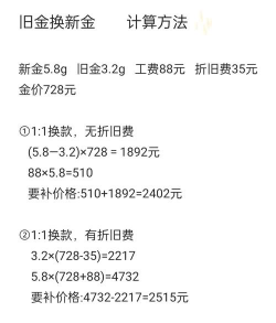 黄金以旧换新折旧费是怎么收取的？