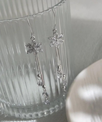 冰花流苏耳环怎么戴？