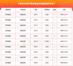 2025年10月28日东祥金店铂金最新价格多少一克