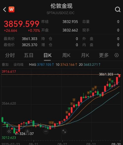 10月29日现货黄金报3956.83美元/盎司