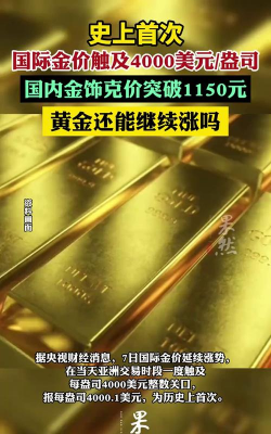 金价震荡失守4000