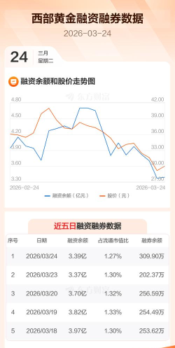 西部黄金股票11月5日主力资金净流入2302.81万元