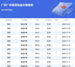 2025年12月02日菜百铂金最新价格多少元一克