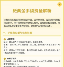 投资黄金的手续费该怎么算？