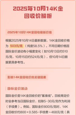 14K金回收今日最新价格多少（2026年06月02日更新）