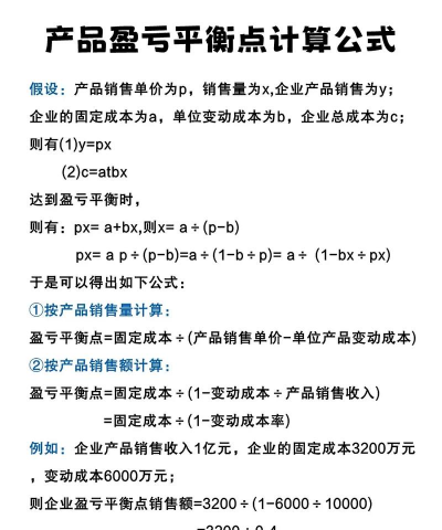 盈亏平衡点计算公式