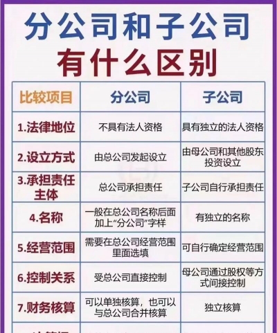子公司和分公司的区别