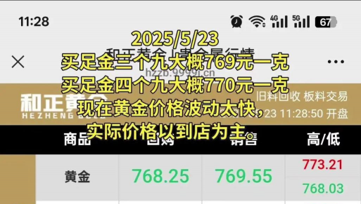 2025年8月12日浚县黄金回收今日价格762元/克！无折旧费