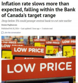 加拿大央行：鉴于经济疲软和通胀上行风险减弱 降息是适当的