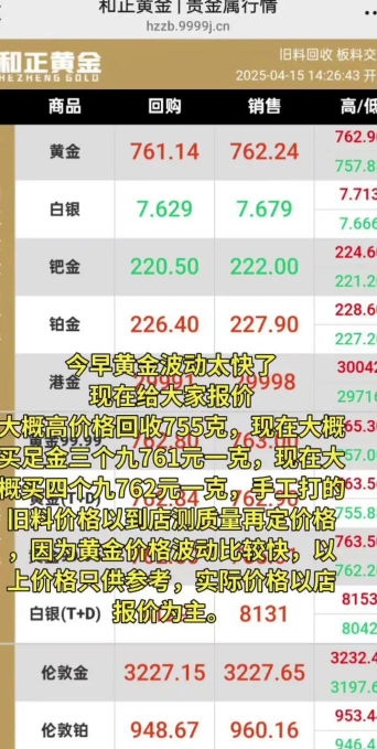 丰城回收黄金现在是多少钱一克？2025年5月29日最新报价755元