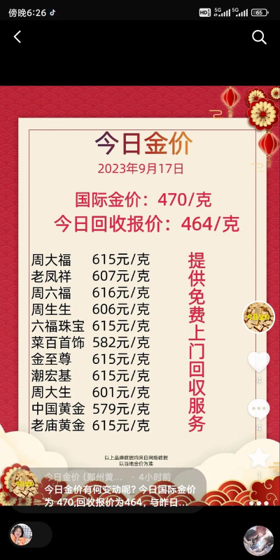 武威黄金回收店附近店铺2025年3月7日最新价格查询