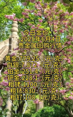 钯金多少钱一克回收2024年3月18日现在今日价格