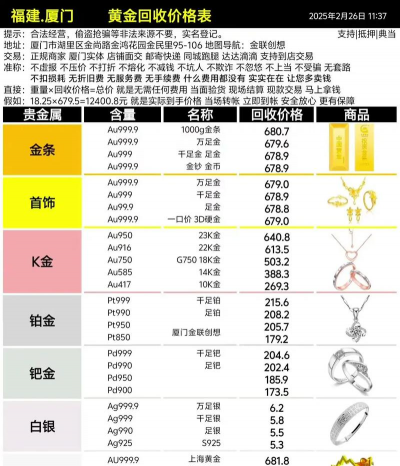 金条回收今日多少钱（2025年05月26日）