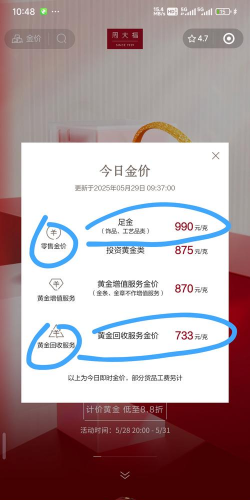 黄金9999今日多少钱（2025年05月29日）